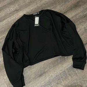 Nast Gal Black Lounge Crop Long Sleeve